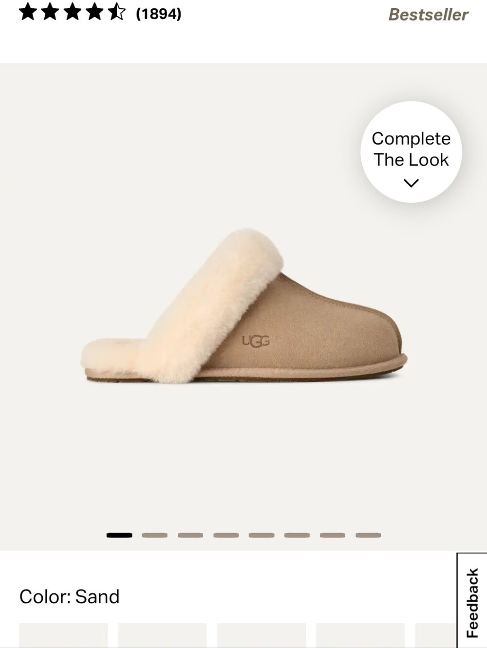 UGG Shuffette II Sand Shearling-Trim Slide Slipper